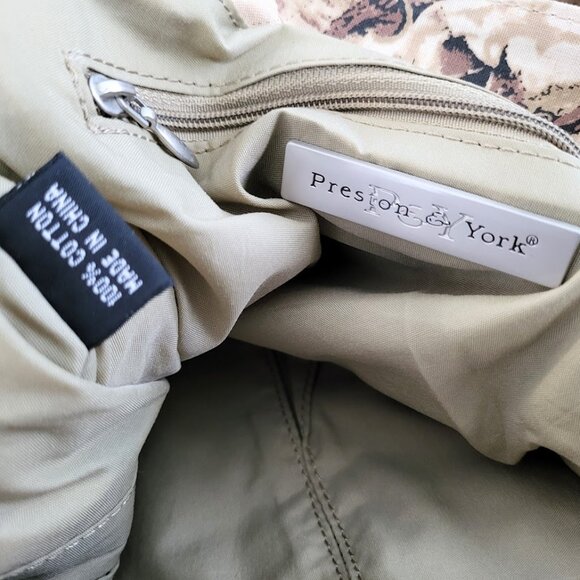 PRESTON & YORK Vintage 90's Brown & Tan Map Army Messenger Travel Tote Bag - Picture 5 of 9